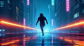 Action screenshot of Cyber Runner futuristic endless runner game